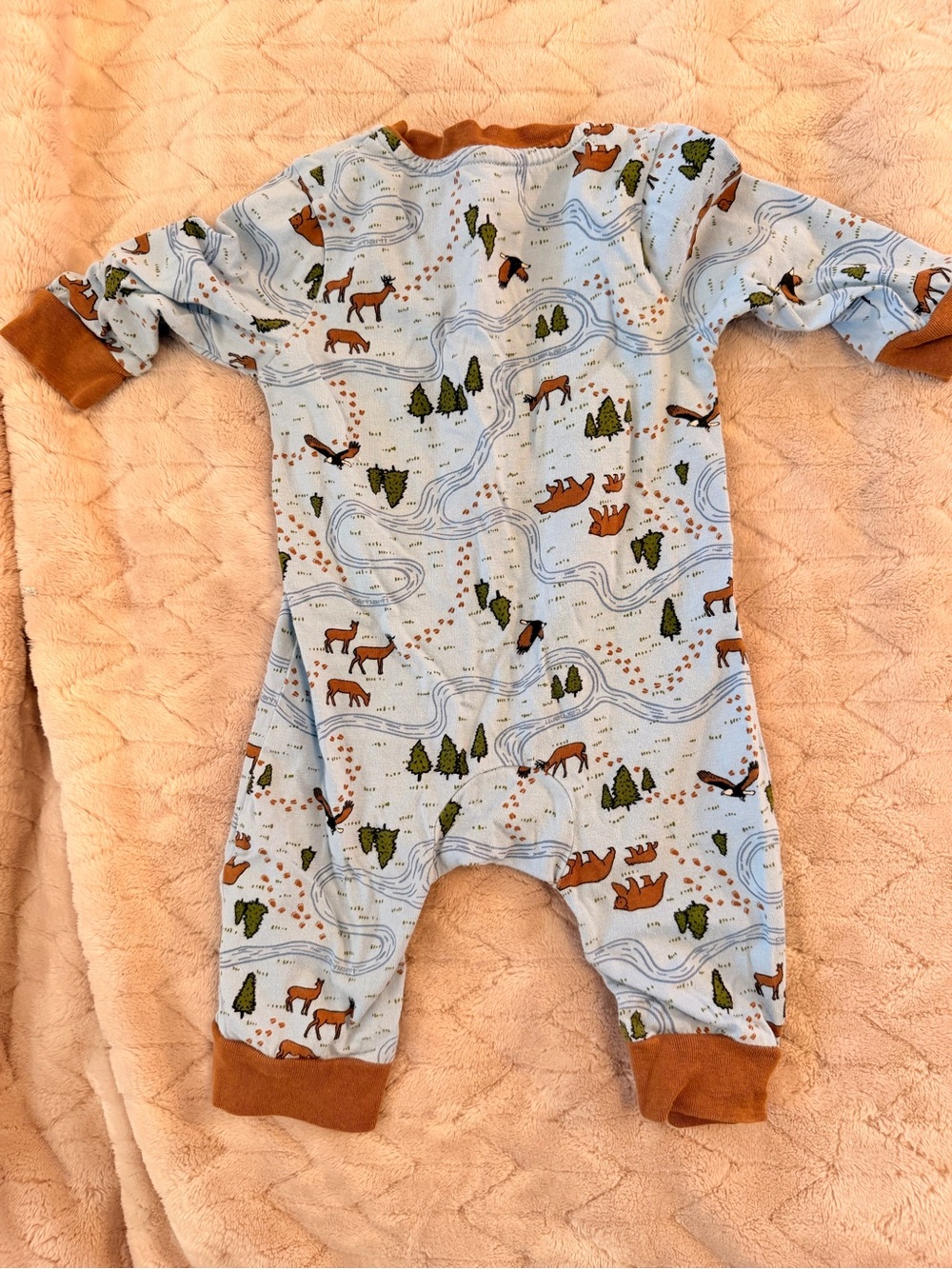 Carhartt Light Blue Woodland Print One-Piece with Brown Trim - Picture 2 of 4